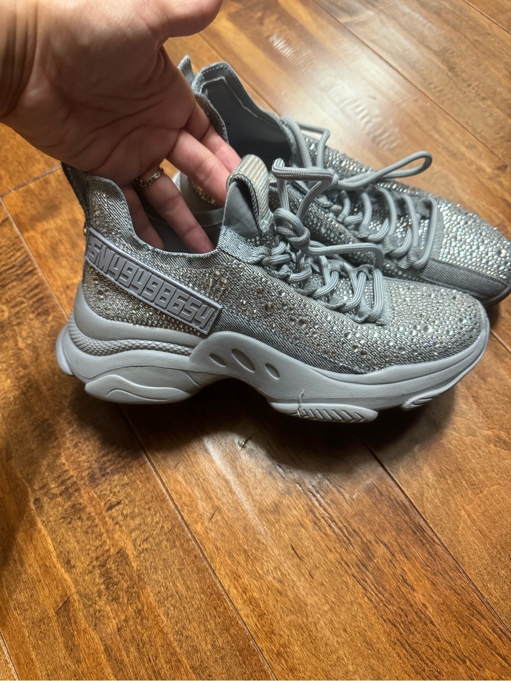 Women's Glitter Steve Madden Platform Sneakers - Silver